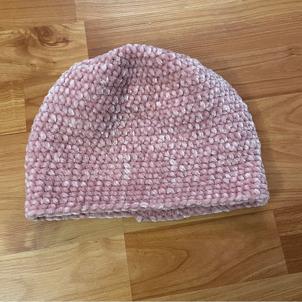 Pink knit beanie